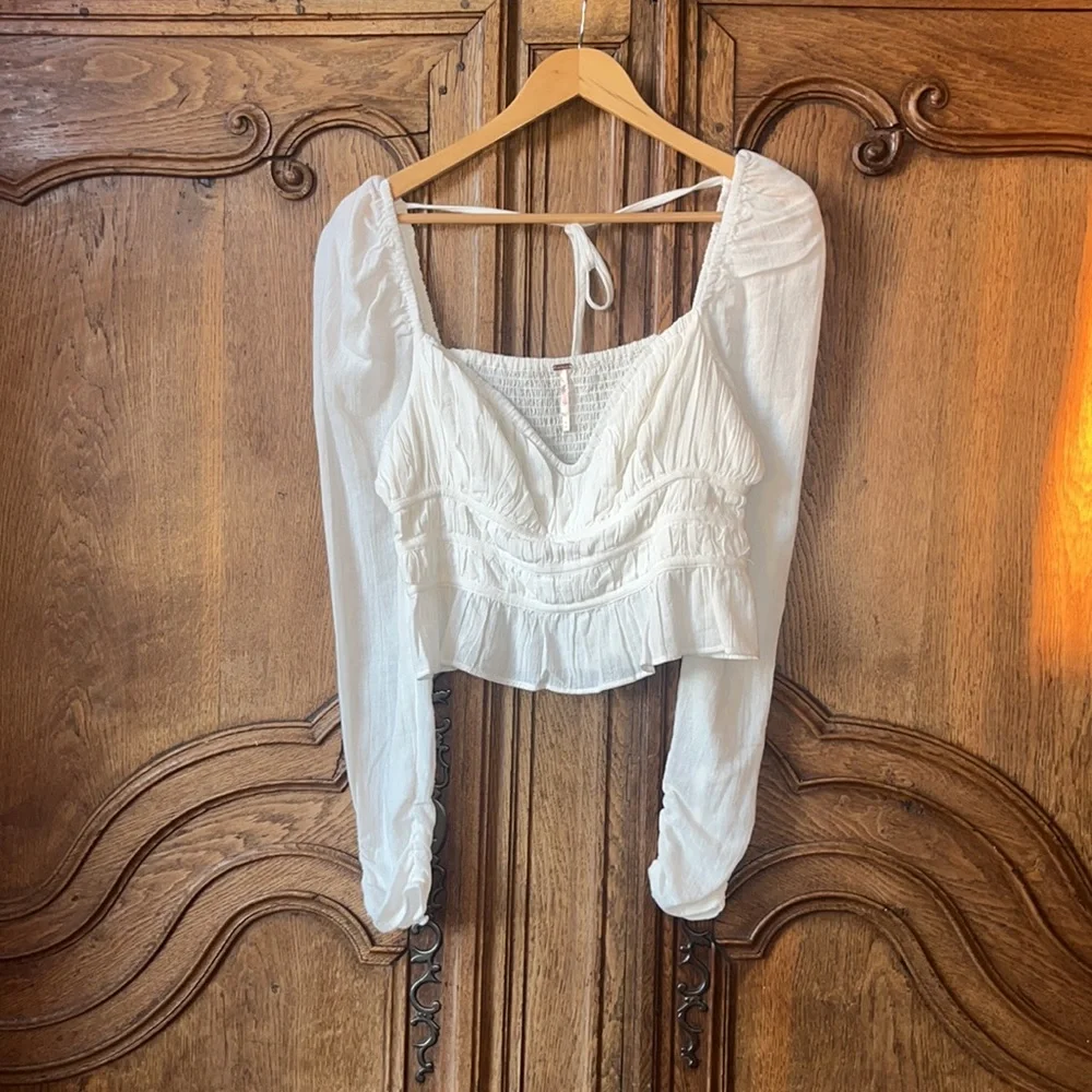 NEW Free People Chloe Smocked Cotton Top